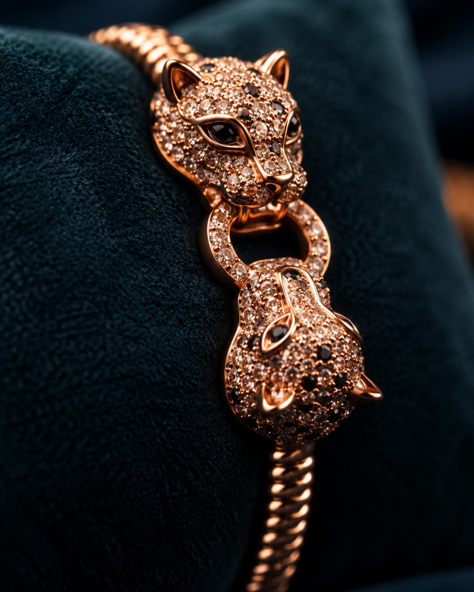 Close-up of the panther bracelet's jewel-set details